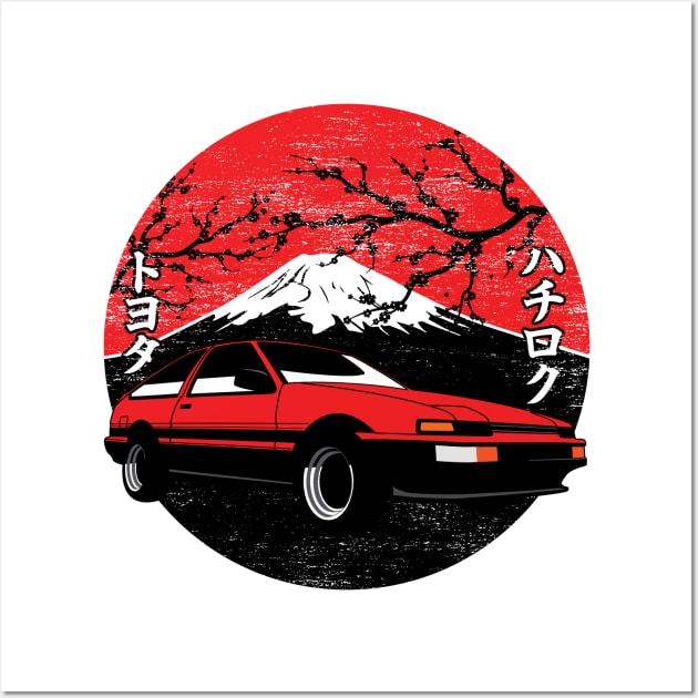 Mt Fuji Toyota Corolla AE86 Wall Art by thesupragoddess